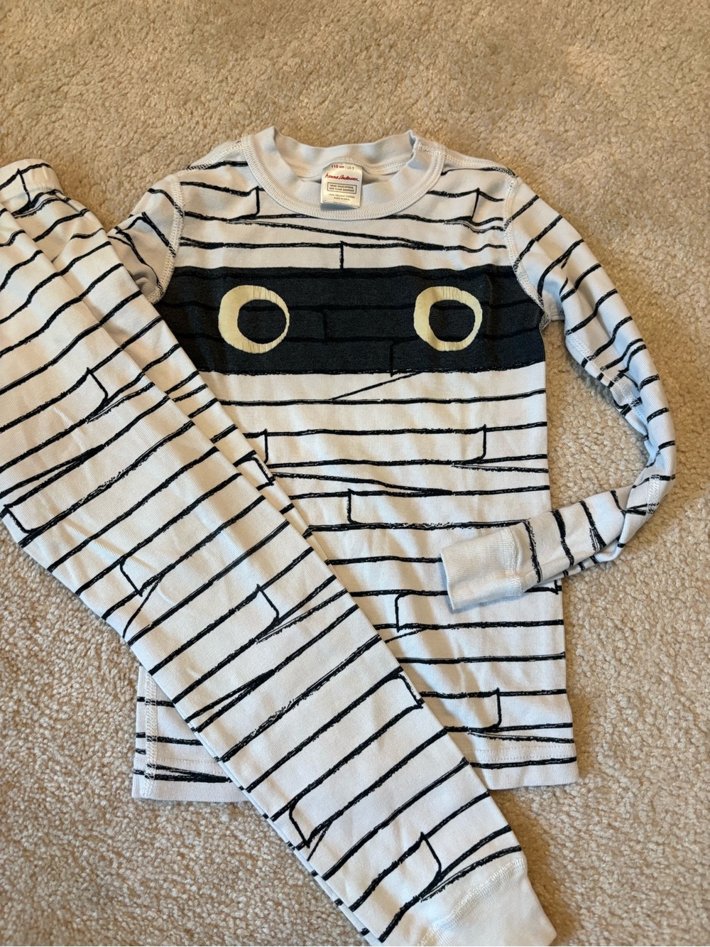 Hanna Andersson Black & White Striped Pajama Set with Eye Graphic